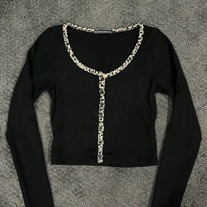 Cheetah Black Button Up